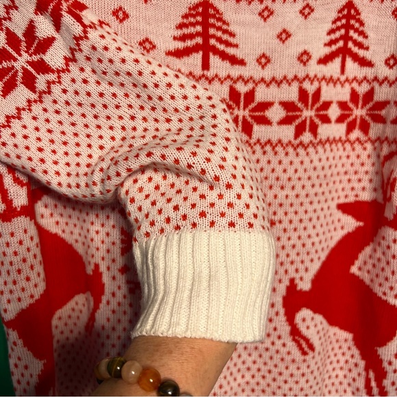 Sweater-Dress with Deer Ornament two third Sleeve Bright Comfy - Picture 5 of 9